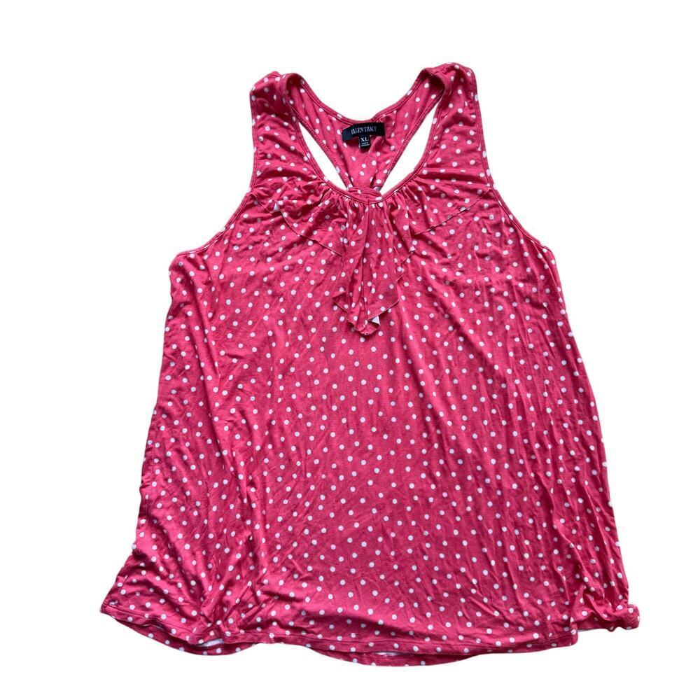Ellen Tracy Pink White Polka Dot Pajama Top Pants Size XL Matching Set - Picture 2 of 10